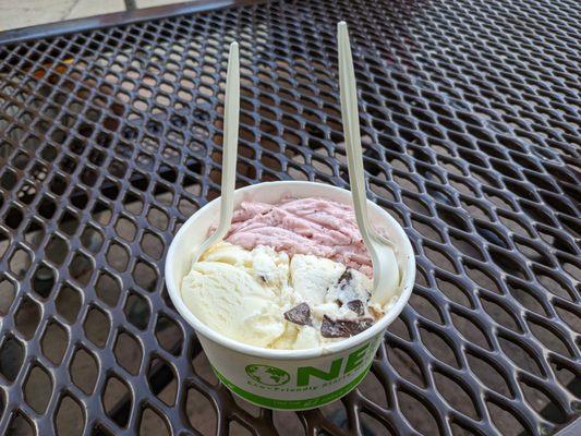 Large cup - strawberry, coconut chocolate chip, and vanilla