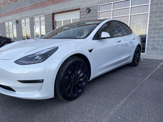 Tesla Model 3 with XPEL PRIME XR ceramic window tint.