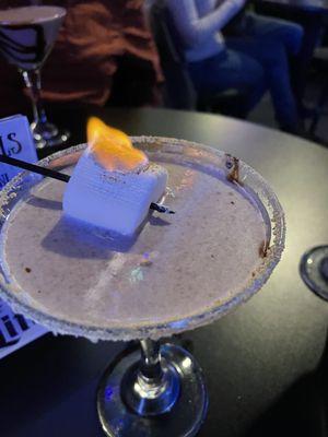 S'more Martini - complete with a roasted marshmallow.