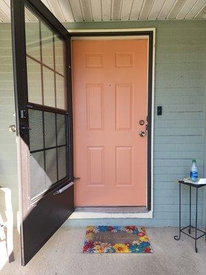 Fresh coat of paint on front door.