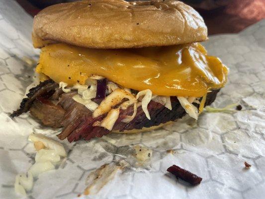 Cheddar Melty Brisket 'which with Slaw