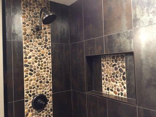 Custom Ceramic Shower Stone Pebble Mosaic