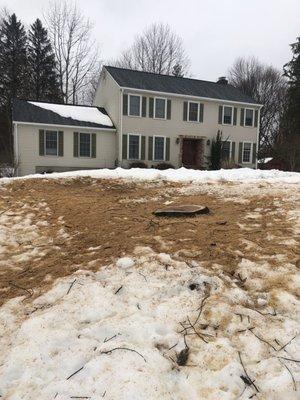 Roof without solar panels. Did some tree work hence the crap on the snow. Lol.