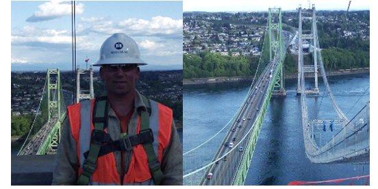 Deep Foundation, Tacoma Narrows II, built next to Galloping Gertie (1940) the original Bridge, Me 467 feet high a top new bridge