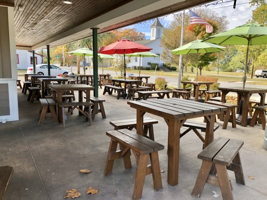 Outdoor seating, if you don't want to eat in your car