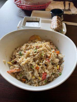 Combination fried rice. Chicken, BBQ Pork, and Shrimp.