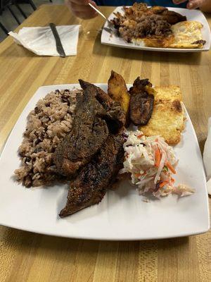 Steak with plantains. So amazing. Great flavor.