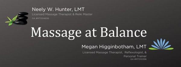 Neely Hunter & Megan Higginbotham -- Massage Therapists at Balance Wellness Studio (home of Massage by Neely)