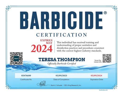 Barbicide Certification. Infection control & Sanitation theory