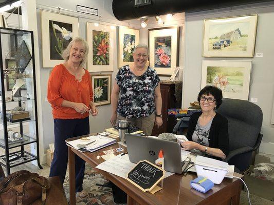 Member artists Carol Ravantti-Lalla, Susan Carden-Flicker and Carol Ann Johnson.