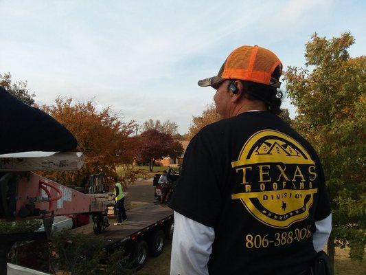 Texas roofing division loading shingles!