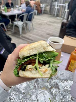 Avocado & zucchini biscuit sandwich