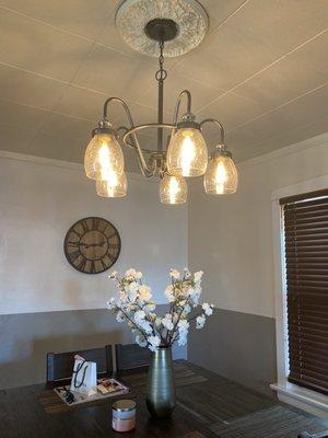 New dining room fixture installed by Omar