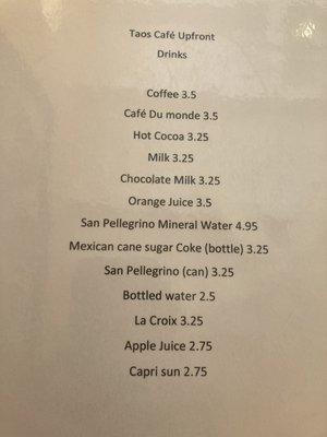 Drink Menu May 2023