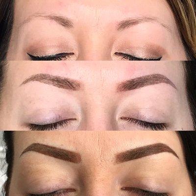 Ombré powder brow tattoo process