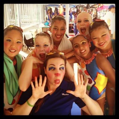 Taken at Nationals in southern Cali in 2013. 11-12 age group girls and Coach Hallie!