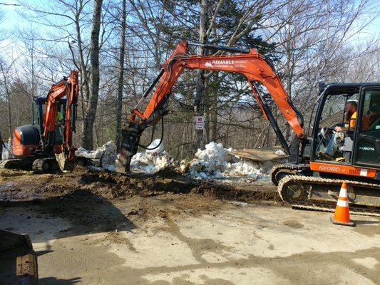 Utility line installation in ledge