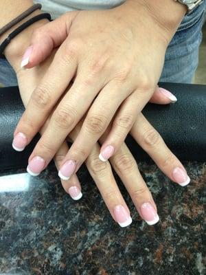 Pink and white gel fullset