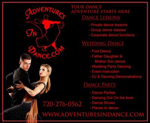 Your dance adventures have just begun! Experience Ballroom, Latin, Swing, Salsa and Tango dance.