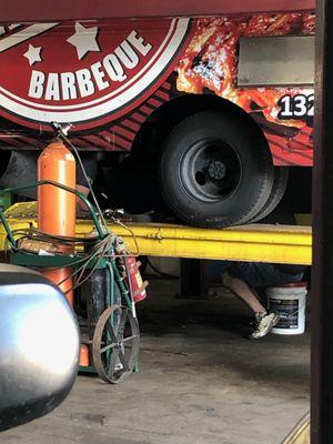 Working on a food truck at Ash Automotive