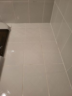 Grout around the bath tub after we cleaned it!