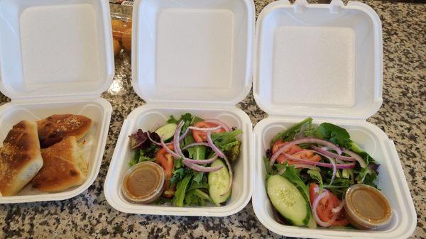 Salads and bread that came with our lunch