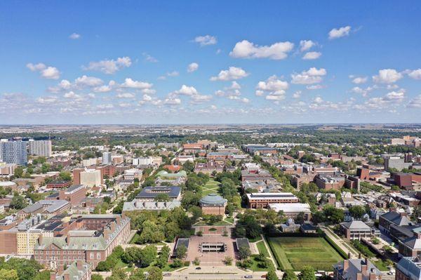 Aerial view of campus town