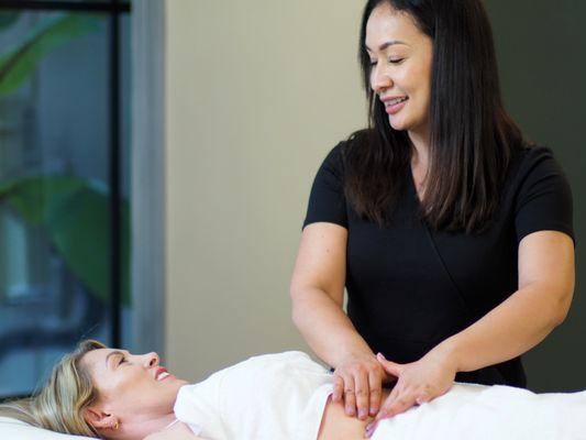 Lymphatic drainage massage , Vodder Technique.