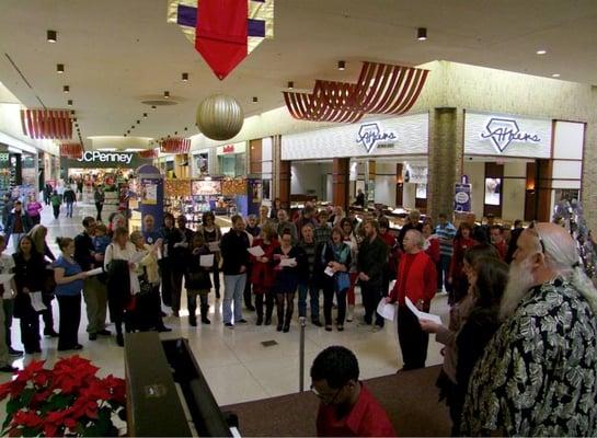 Christmas caroling at the Concord Mall