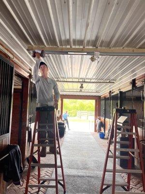 Installation of new LED lights Horse Barn