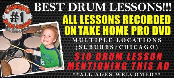 $10 TRIAL 30MIN. DRUM LESSON!!