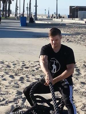 Sandbag Pulls across Santa Monica Beach