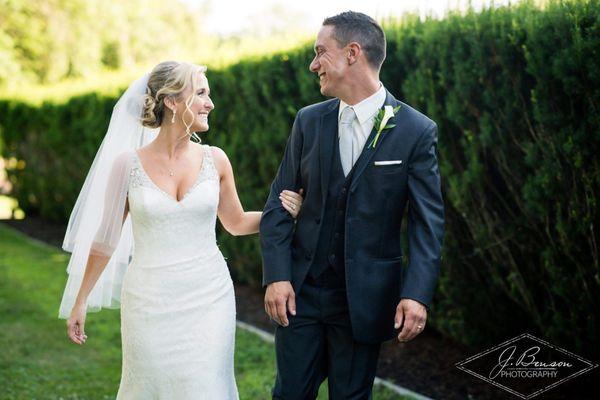 Congratulations to our lovely Bride & Groom! Our Ike Behar Slim Fit Charcoal Tuxedo looked great on him!