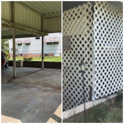 Room under a carport demoed and hauled away