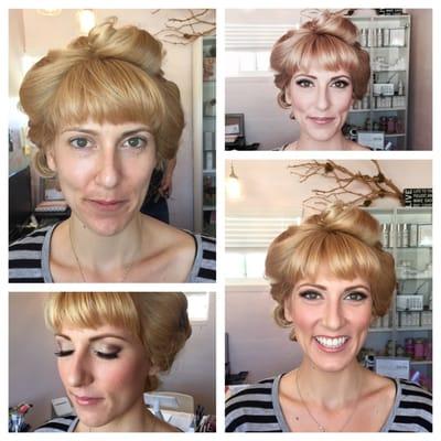 Before and after bride makeup