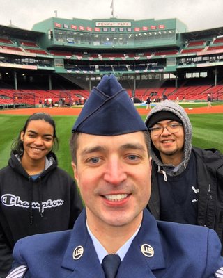 These 2 lucky USAF Delayed Entry Program members got to swear in down on Fenway Field on Opening day for the Boston Red Sox's!