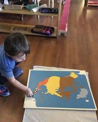 Exploring Geography is a huge part of Montessori education.