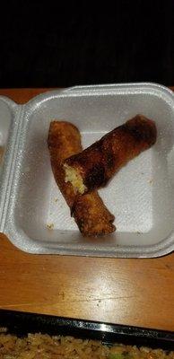 Burnt egg rolls