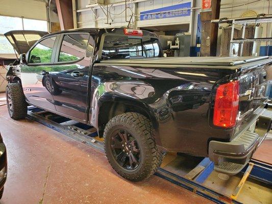 Another angle of truck being repaired