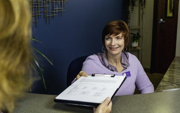 Check-in with our medical clinic receptionist. Friendly, helpful, and efficient so you feel welcomed and comfortable. You are important!