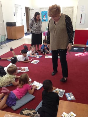 Class is working on a project during Circle Time