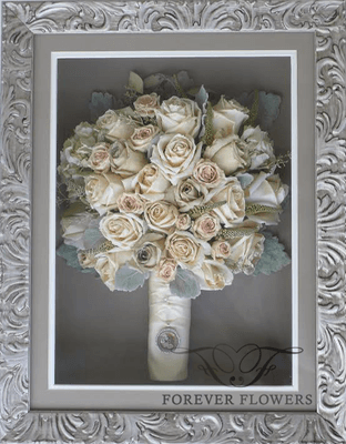 Preserved Bridal Bouquet in Silver Simpatico Frame