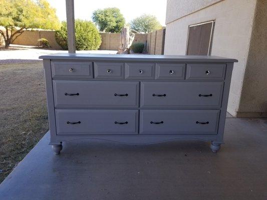 After pink dresser refinish and new hardware.