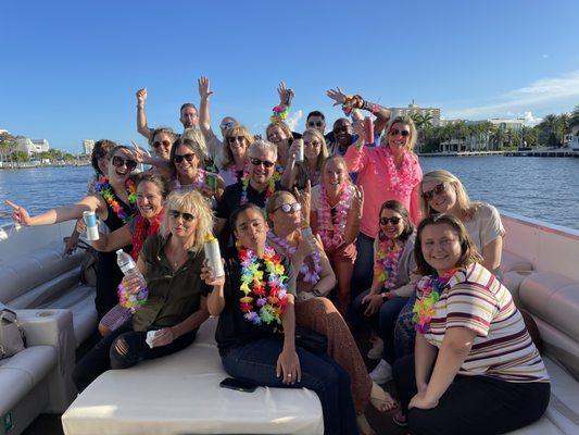 Having fun on the water! (leis not included!)