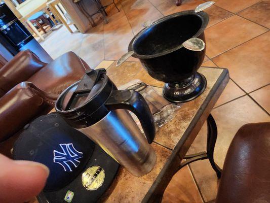 Ash trays and tables with good reading material.