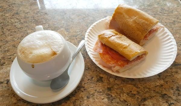 Cappuccino and an Italian Sandwich