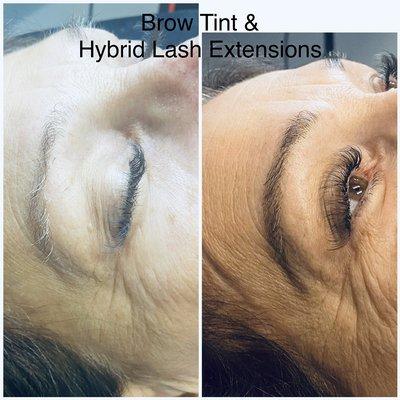 Brow Tint & Hybrid Lash Extensions