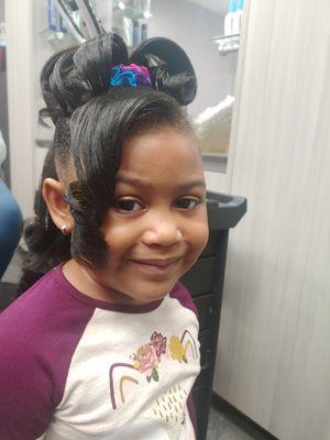 Little girl blow out with curls