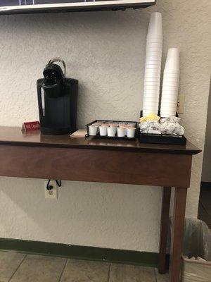 Keurig coffee available in the lobby