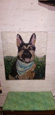 Specialty Mosaic artist Margaret Farttell made this as a gift. She has a art studio in the back and spends her time being creative.